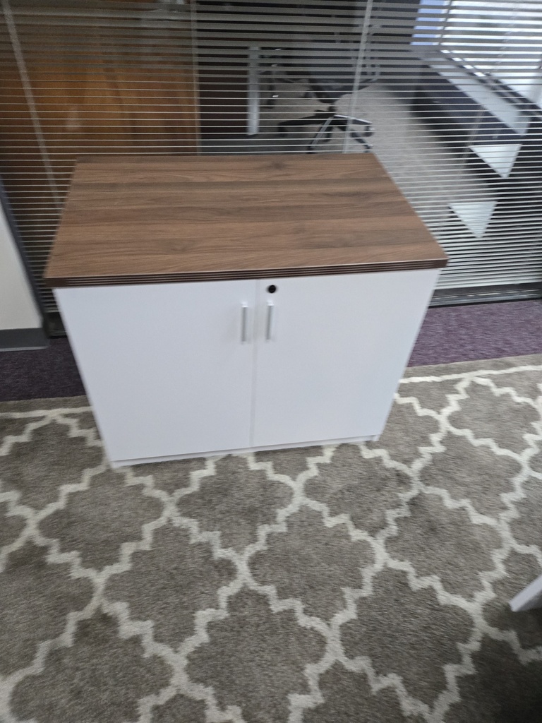 Euroline 30x66 Walnut and White Desk/Hutch/ Storage Cabinet set