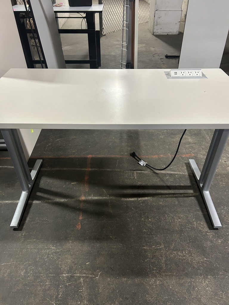 Herman Miller Renew 24"x 48" Sit to Stand -White w/Silver C-Foot Base & Power Grommet 