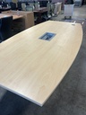 8' Enwork Boat Shaped Conference Table - American Elm w/Power & Panel Base (Aluminum Trim)