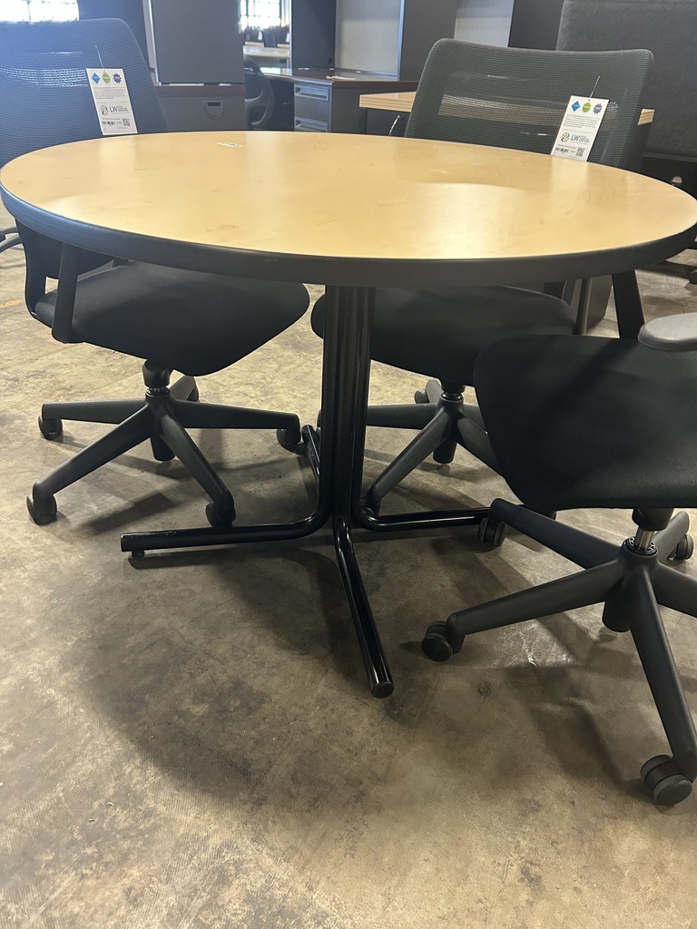 Hon 42" Round Table - Blonde Top/Black Base