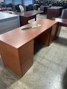 36X71 DBL Ped Bow Front Desk & Credenza Set Cherry