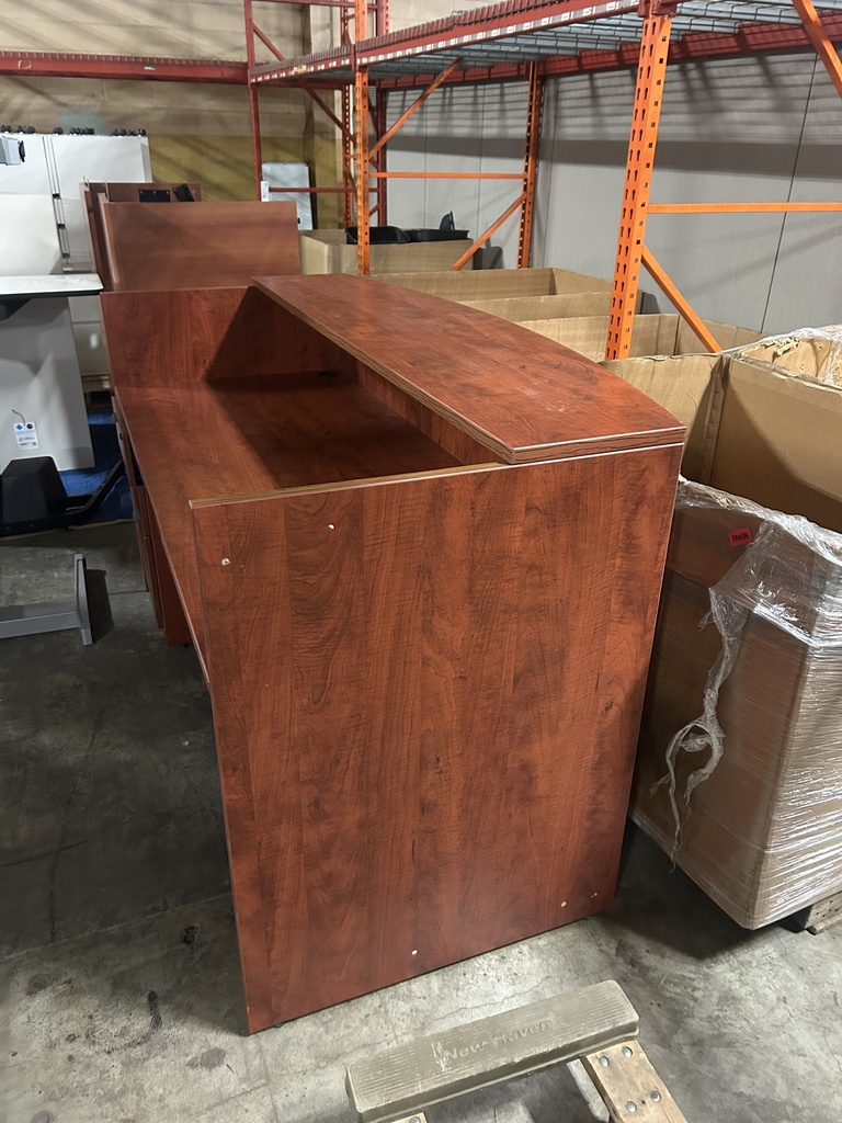 30" x 72" Reception Desk - Single Ped BBF - Cherry
