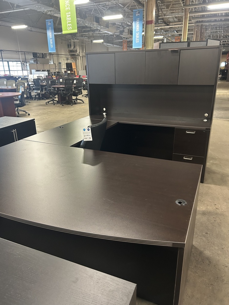 36x72x108 U Shape Bow Front w/Hutch- Espresso/Mocha 