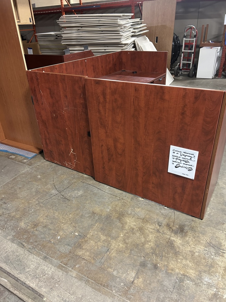 30" x 72" Reception Desk w/Transaction Top - Single Ped BBF - Cherry (AS IS)