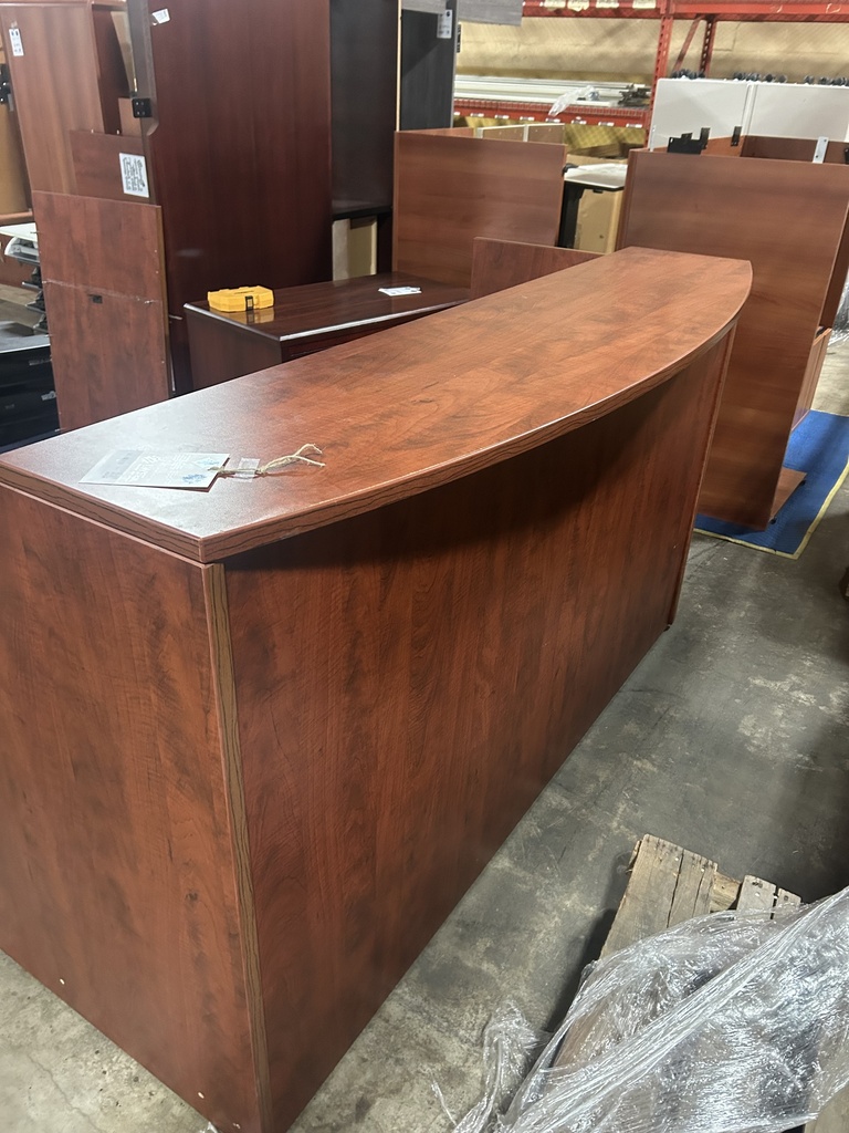 30" x 72" Reception Desk w/Transaction Top  & LH Return- Single Ped BBF - Cherry (AS IS)