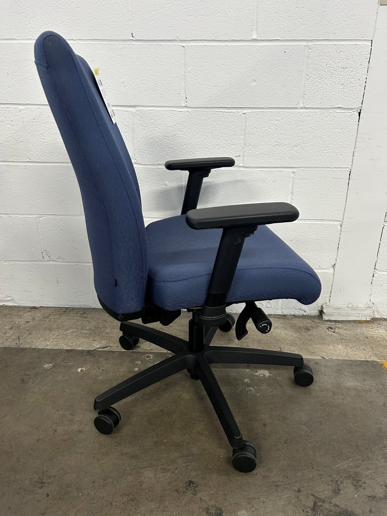 Hon Ignition Midback Blue fabric work chair, syncro tilt, seat slide, & independent back angle