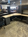 Steelcase Turnstone 77"x101" Corner Desk w/Hutch & BBF + 4 File - Light Oak/Gray 