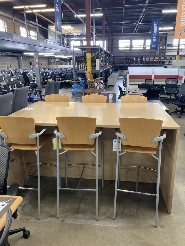 48" x 78"x41 1/2" tall maple huddle table 