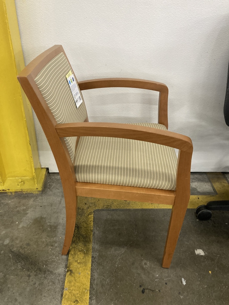 Maple Frame w/blue Stripe Fabric Side Chairs   