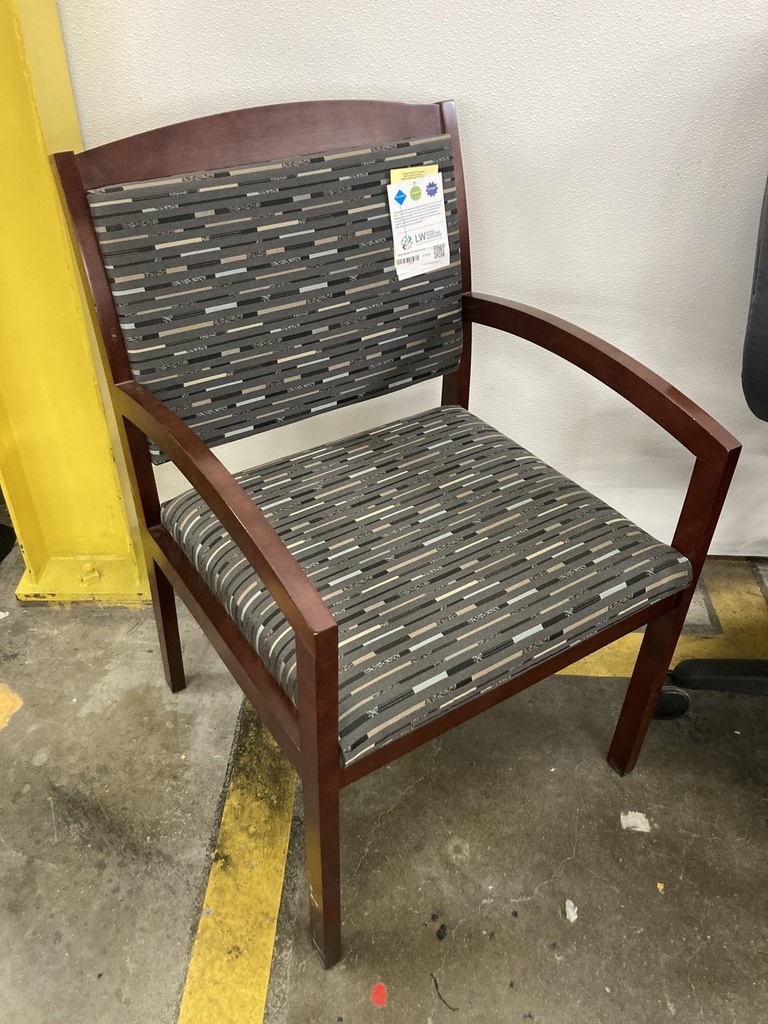 National Mahogany Side Chair Grey Fabric