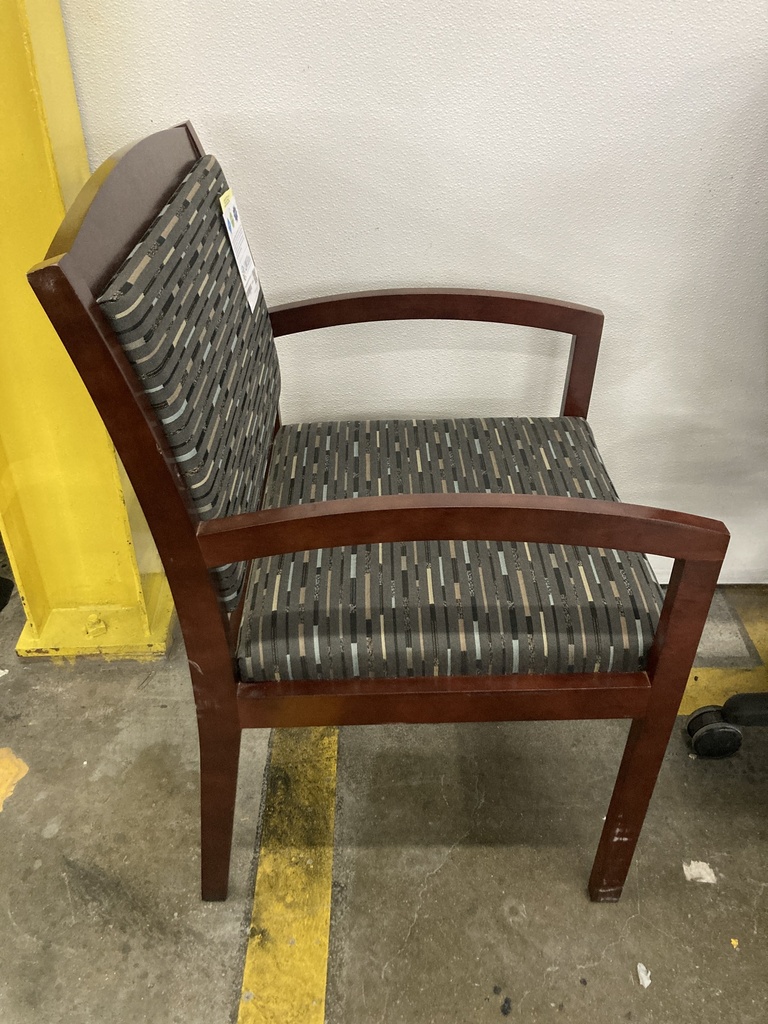 National Mahogany Side Chair Grey Fabric