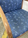 Blue Pattern Side Chair with arms, Cherry Frame
