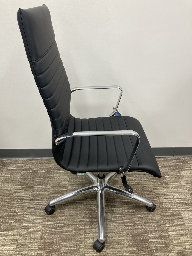 CD-309HB Zetti High Back Exec Black bonded Lthr chair, chrome base