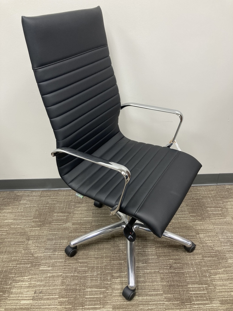 CD-309HB Zetti High Back Exec Black bonded Lthr chair, chrome base