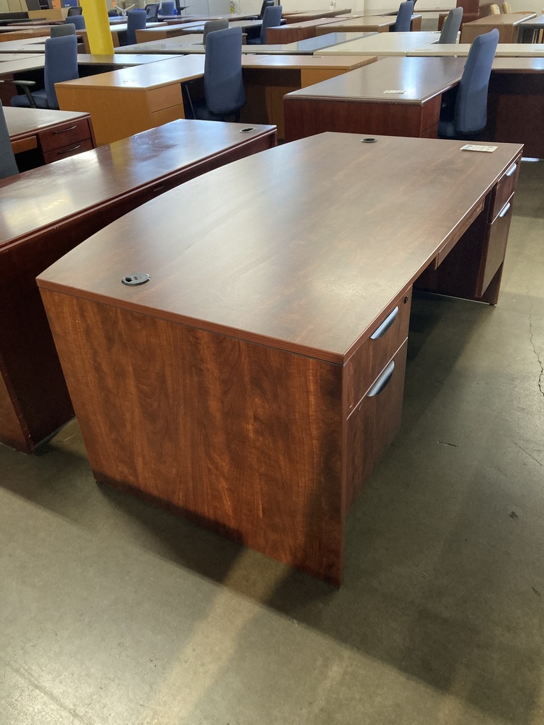 42"X72" Bowfront Desk Double Ped (Cherry V1)