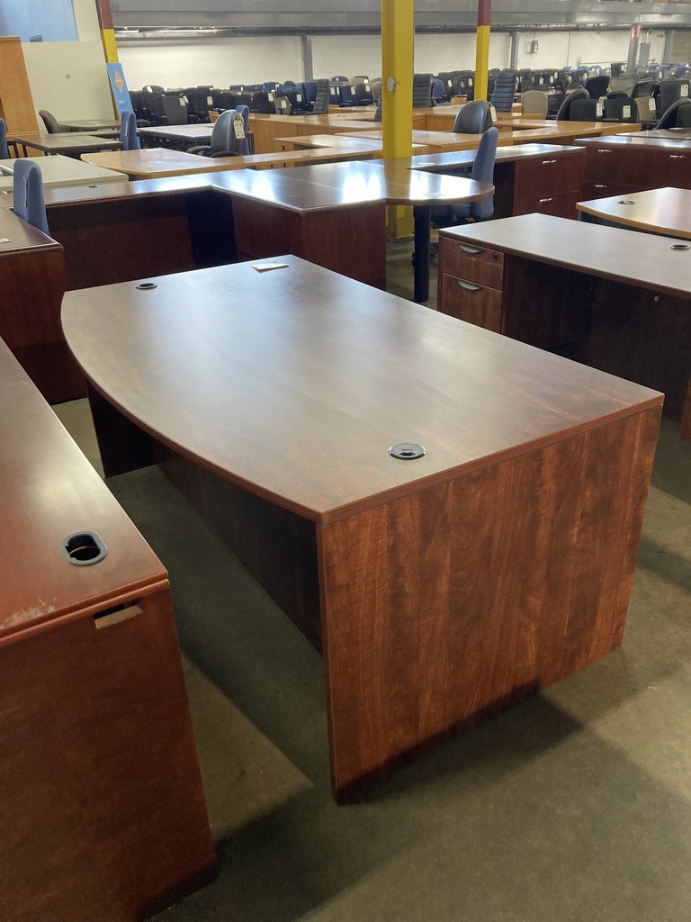 42"X72" Bowfront Desk Double Ped (Cherry V1)