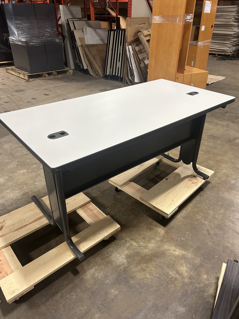 30x60 Hon Training Table w/Modesty Panel - Light Gray w/Dark Gray Base