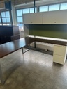 83x72 Herman Miller RH Single Ped L Desk w/Modesty Panel - Walnut & White 