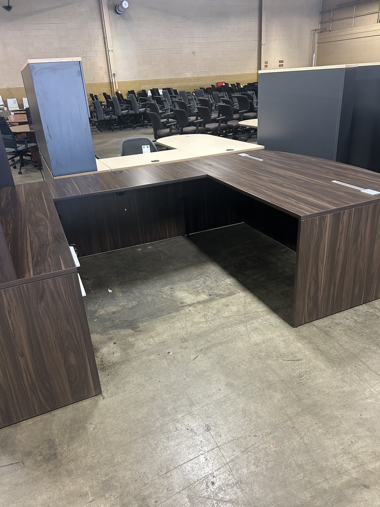 goSIT LH Bowfront U Desk w/Hutch & Sgl B/F Ped
