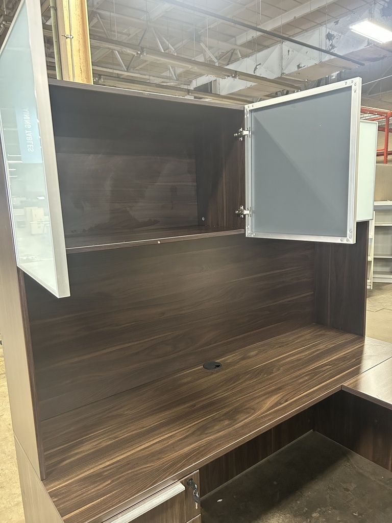 goSIT LH Bowfront U Desk w/Hutch & Sgl B/F Ped