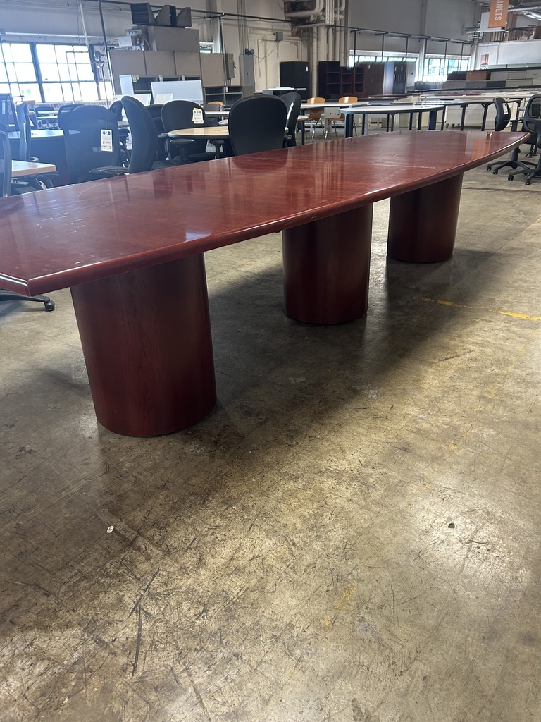 12' Boat Shaped Conference Table - Gunlock Mahogany 