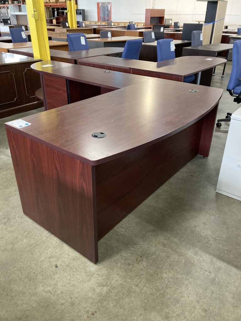 L-Desk Single Ped (Mahogany)