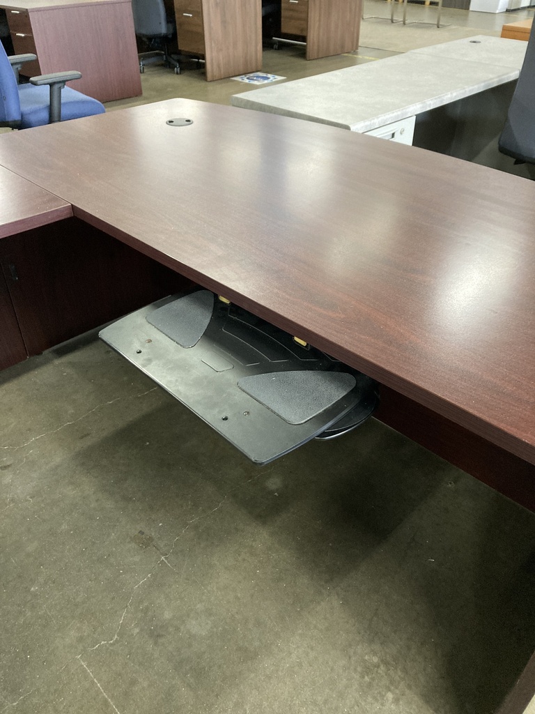 L-Desk Single Ped (Mahogany)