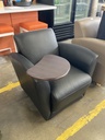 Lobby Chair With Swing Table Black Vinyl