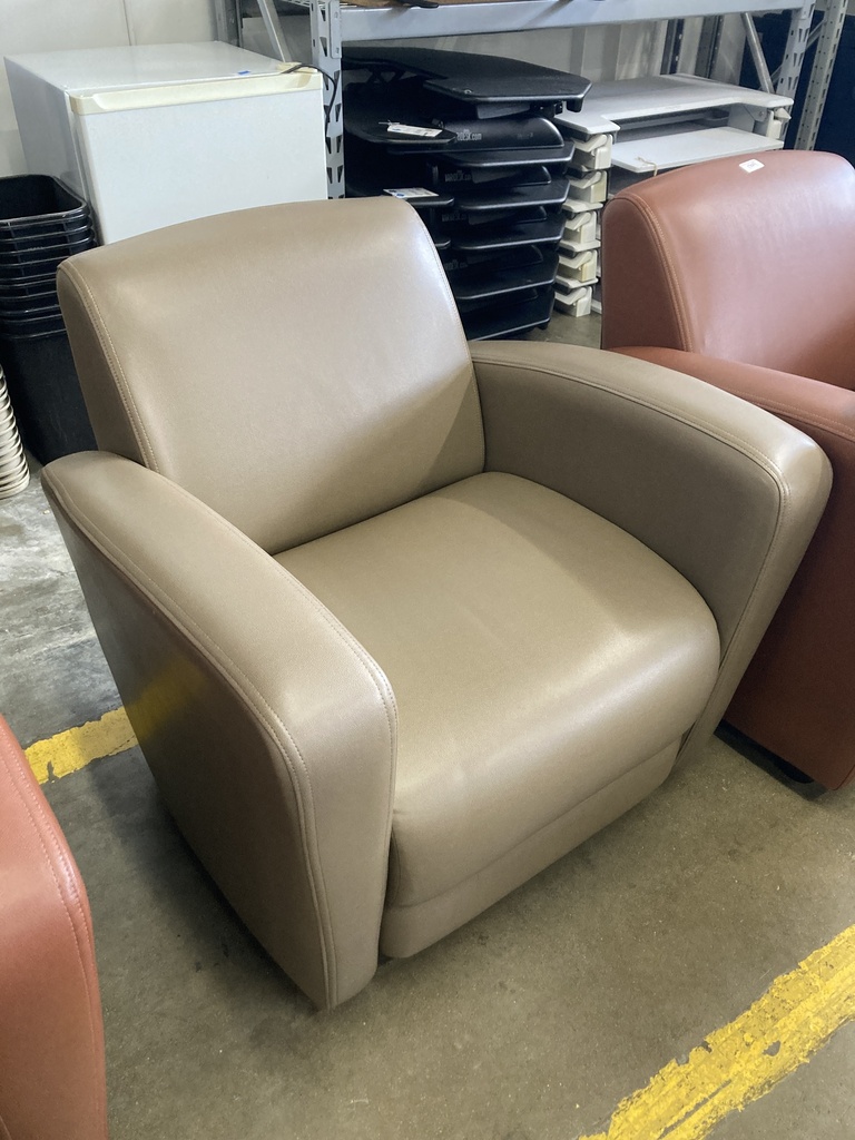 Lobby Chair with Swing Table Brown Vinyl 