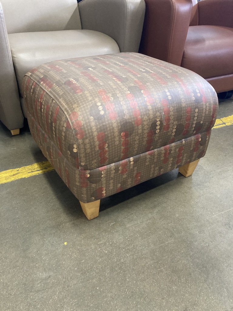 Burnt Orange and Brown Pattern Vinyl Ottoman 
