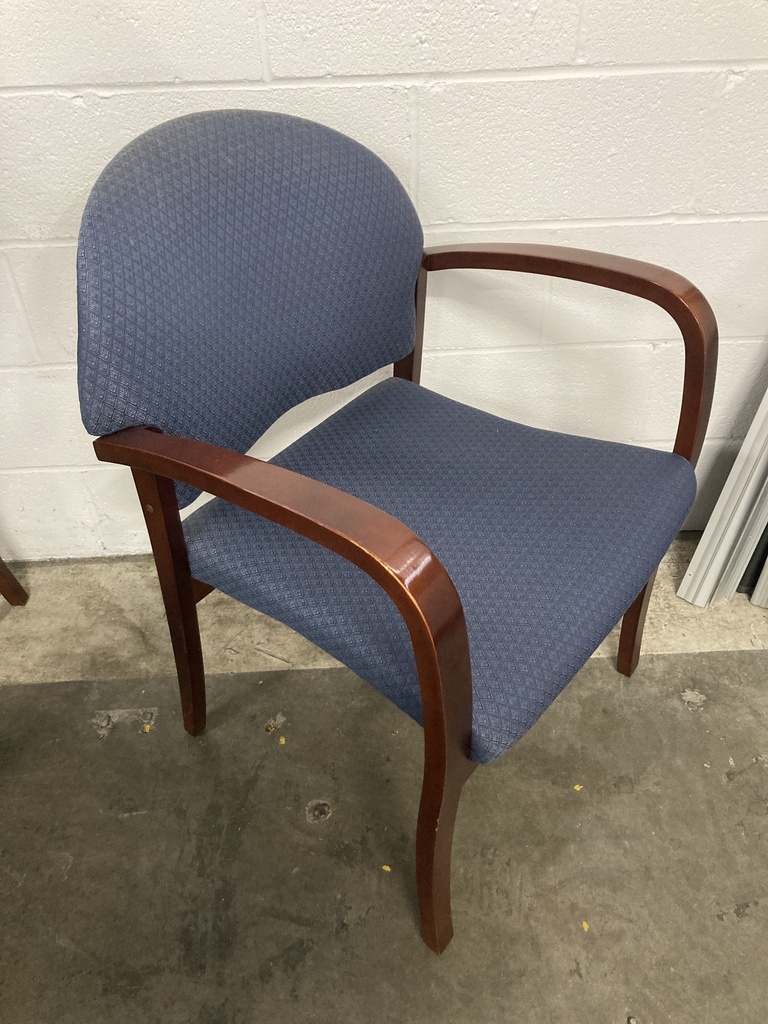 Blue Diamond Pattern Cherry Frame Side Chair