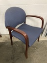 Blue Diamond Pattern Cherry Frame Side Chair