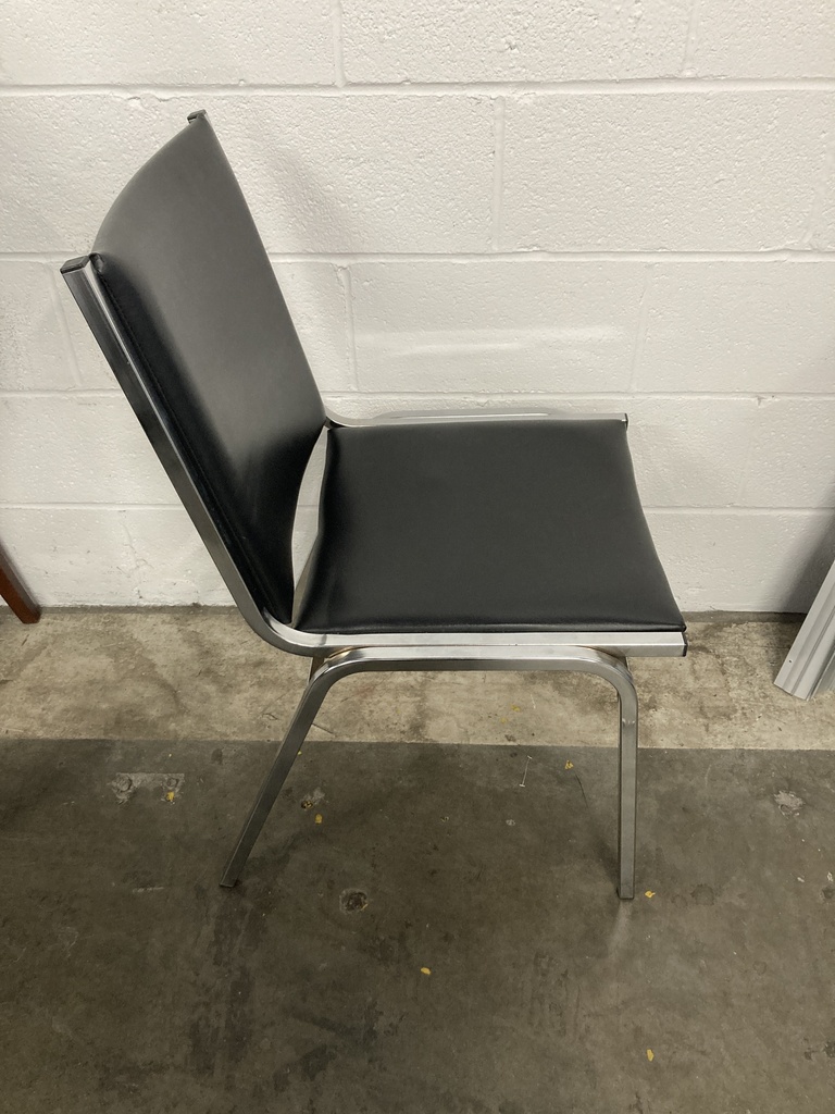 Black Vinyl Chrome Frame Stacking Chair No Arms