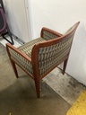 Blue and Green Pattern Arm Chair Cherry Frame 
