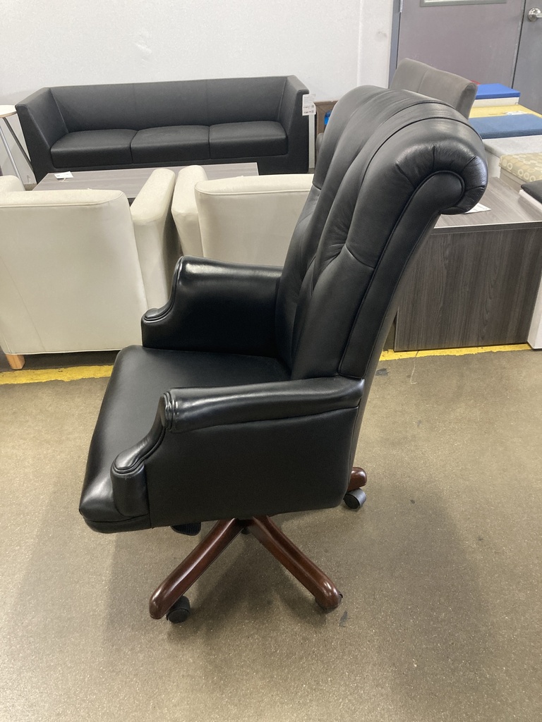 Executive Black Leather Tufted Office Chair 