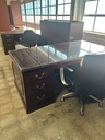 36x72x105 Traditional U Shape w/Hutch, BBF & 2 Drawer Lateral - Cherry