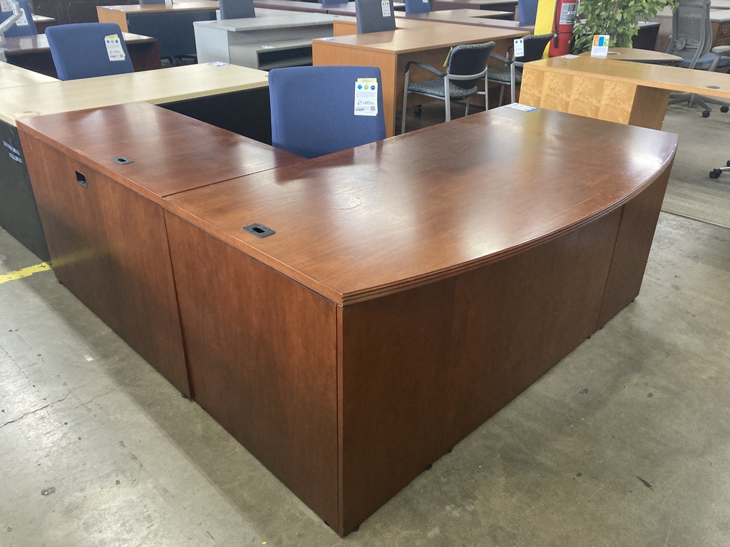 36x72 Bowfront L-Desk (RH) Cherry 
