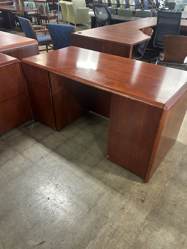 30x60 Dbl Ped w/ Dbl Ped Matching Credenza - Cherry 