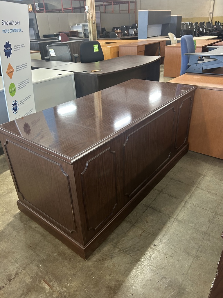 30x66 Traditional Desk /Single BBF Ped - Walnut 