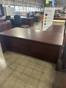 72x74 L Shape Desk / Dbl Full Peds - Mahogany 