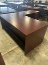 72x74 RH L Shape Desk / Dbl Full Ped - Mahogany 