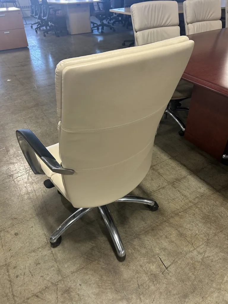 Leather High-Back Conference Chair - White
