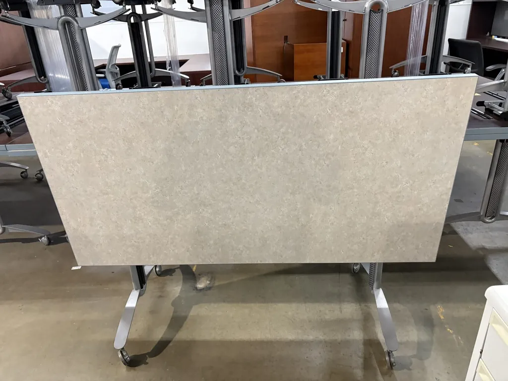 Versteel Rectangle Fliptop Multi purpose Table, Mobile, Pattern Laminate top, Silver bases 30" x 60"