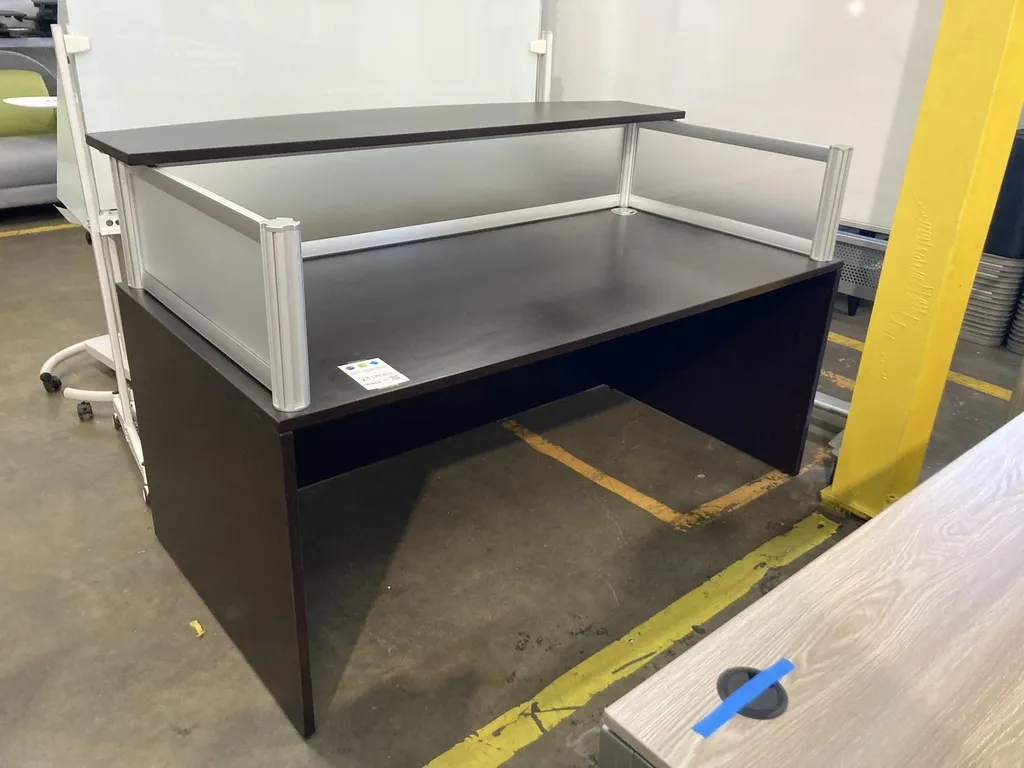 36x72 Reception Desk Glass Front (no file drawers) Mocha 
