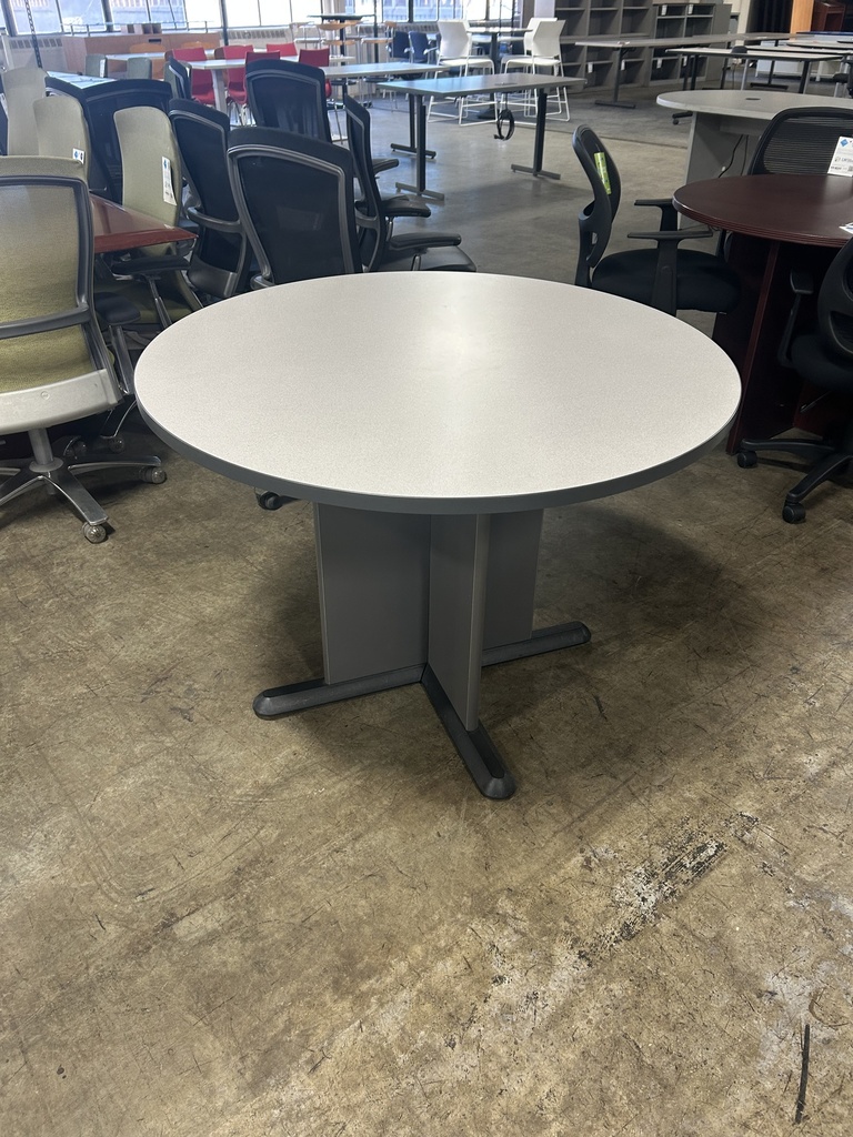 42" Round Speckled Grey Table w/ Dark Grey Base
