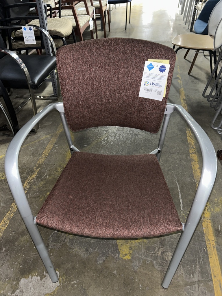 Maroon Brayton International Stackable Side Chair  with arms, silver frame