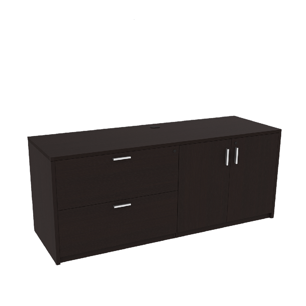Euroline 71" Credenza w/ 2 Dr Lateral/Storage Units Espresso