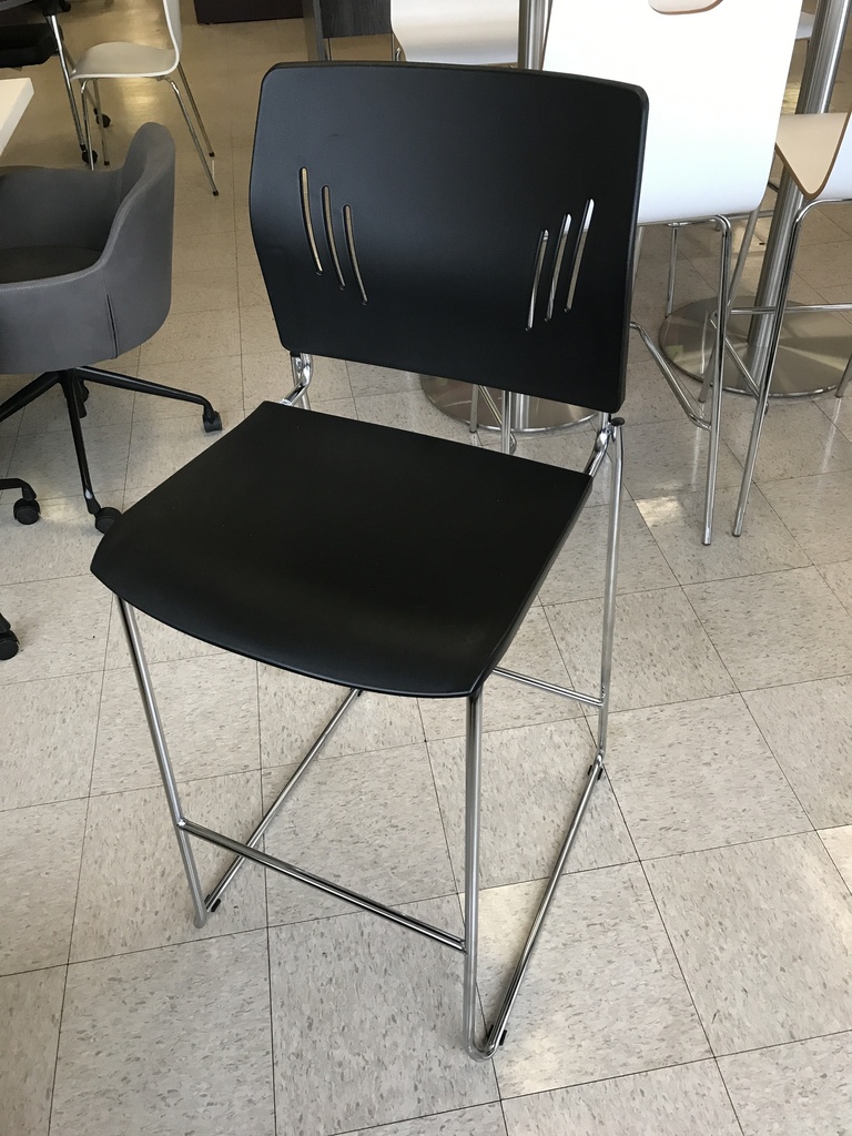 Cafe Stool - Black  w/Chrome Base 