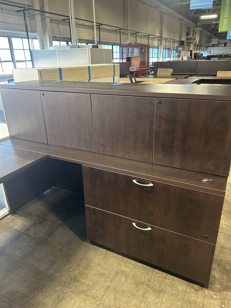 Mocha Steelcase Turnstone Payback 2 Drawer Lateral Credenza w/ Overhead Wall Mount