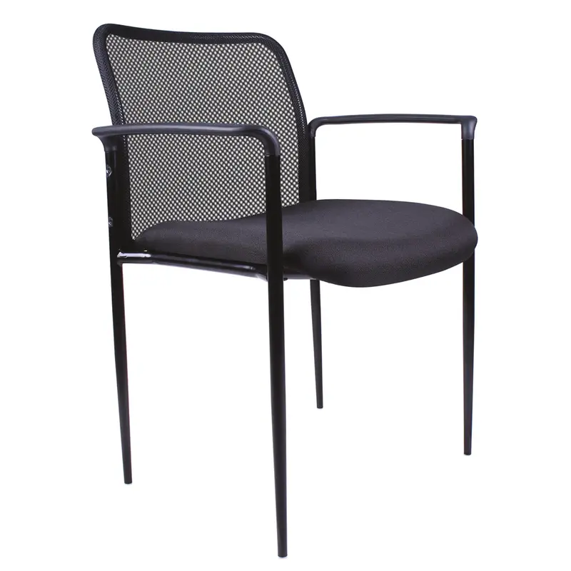 MESH BACK GUEST STACK CHAIR BLACK FABRIC/BLACK FRAME